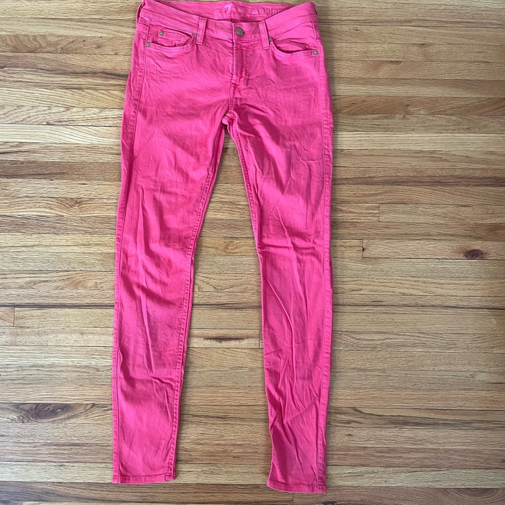 7 For All Mankind Pink Skinny Jeans Vibrant Style
